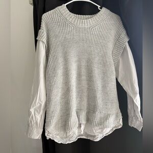 Knit Sleeveless Sweater Vest with White Shirt